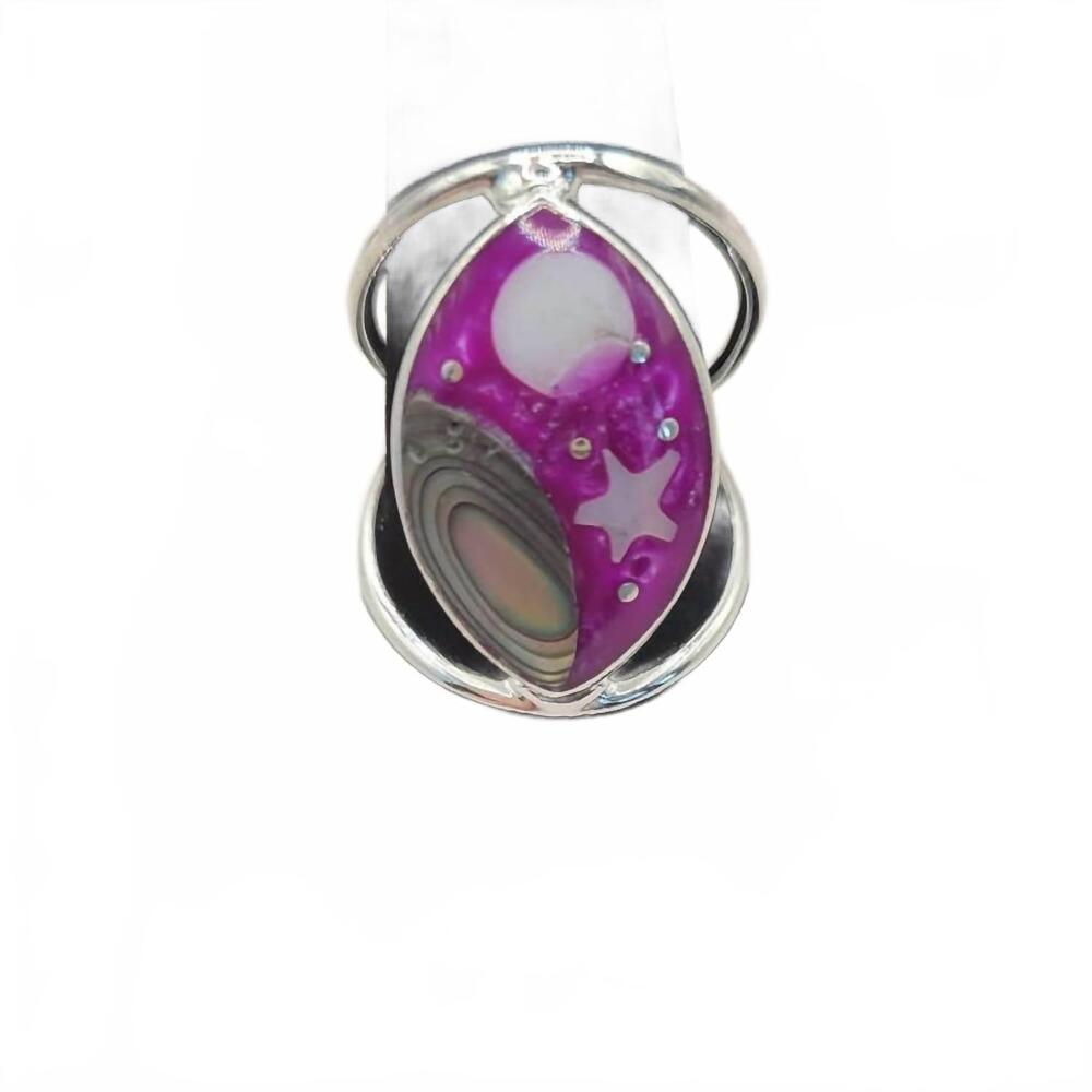 NEW COSTELLO INTERNATIONAL women's celestial scene ring in silver